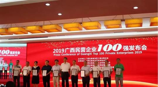 喜報！廣西裕達控股集團榮獲“2019年廣西民營企業(yè)” 第25強